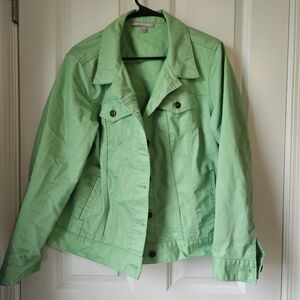Green Cotton Denim Women's Jacket
